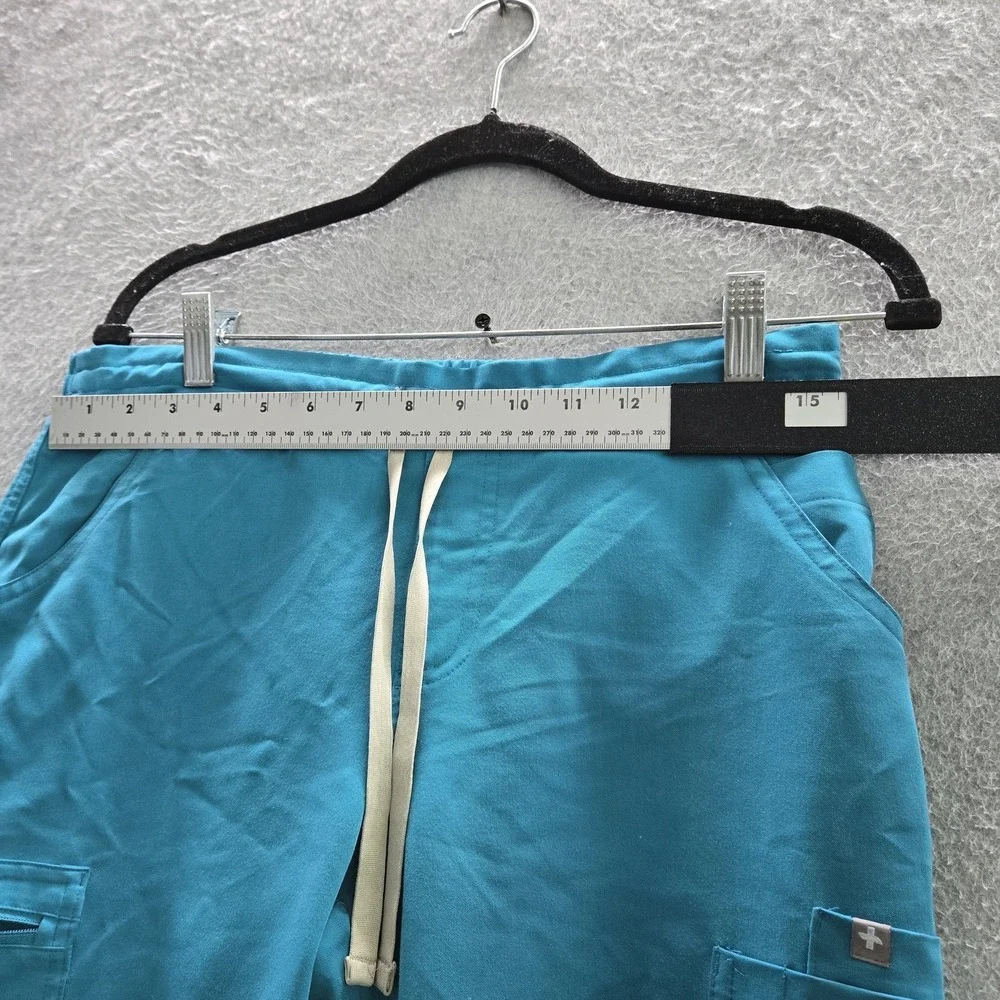 FIGS Women Scrub Pants Small Blue Yola Slim Cargo Straight Drawstring 28